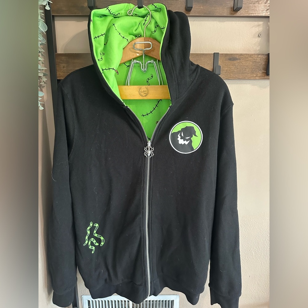 Black and Green Our Universe Reversible Disney Nightmare Before Christmas Hoodie